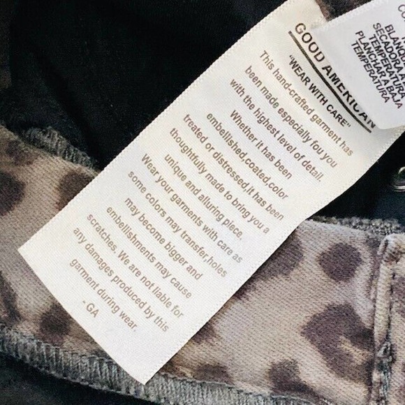 Good American $170 Size 0/25 Gray Black Leopard Print Skinny Stretch Denim Jeans - Picture 9 of 16